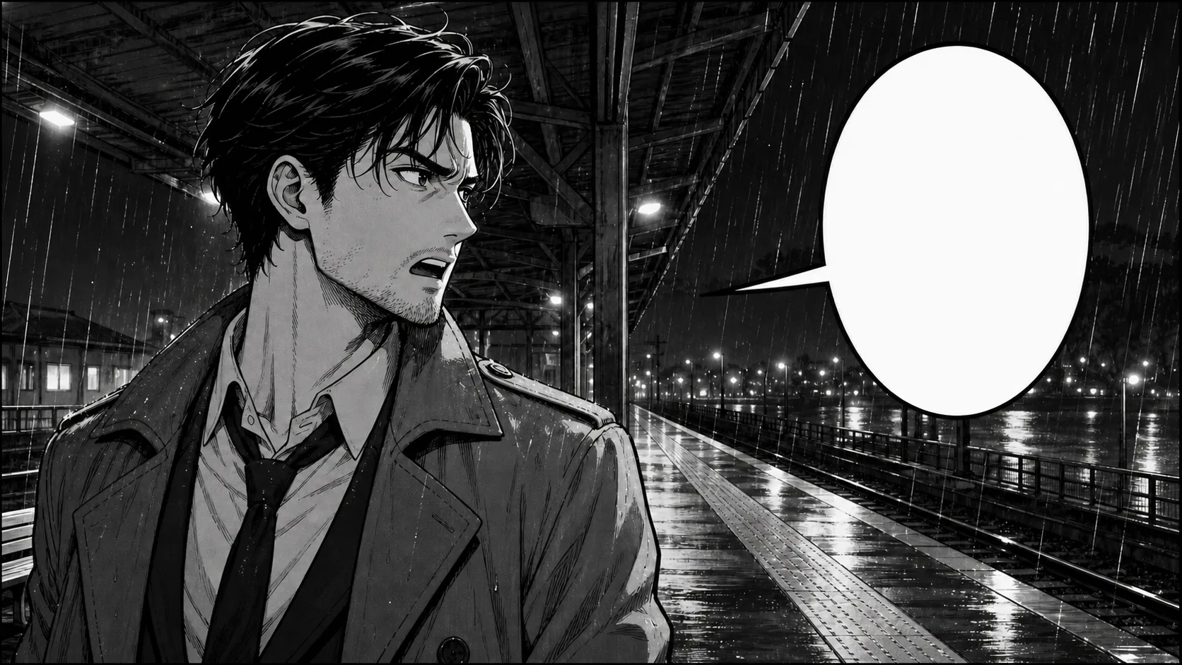 Lettering removed: Original fictional manga speech bubble before and after lettering removal
