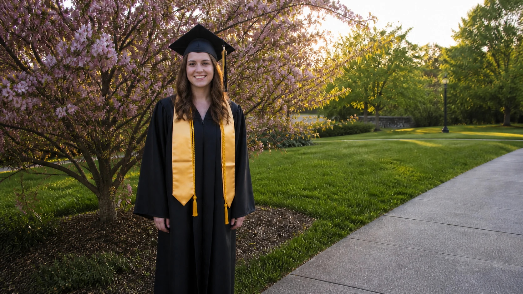 Cleaned: Camera date removed from a fictional graduation photo