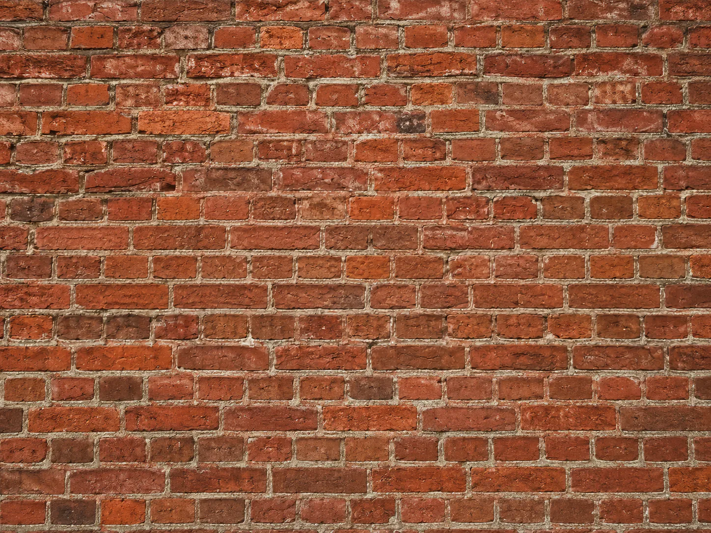 Edited result: Synthetic brick wall with a large title covering several mortar lines, before and after one text-removal edit